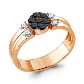 Кольцо из золочёного серебра AQUAMARINE А68528АЧ-п с фианитом и ювелирным кристаллом А68528АЧ-п фото