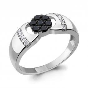 Серебряное кольцо AQUAMARINE А68530АЧ с фианитом и ювелирным кристаллом А68530АЧ фото