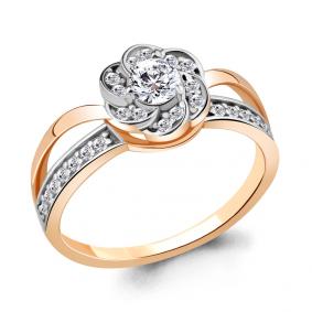 Кольцо из золочёного серебра AQUAMARINE А68537А-пк с фианитом А68537А-пк фото