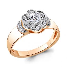 Кольцо из золочёного серебра AQUAMARINE А68538А-пк с фианитом А68538А-пк фото