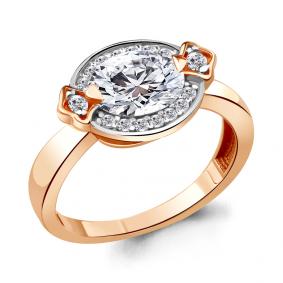 Кольцо из золочёного серебра AQUAMARINE А68542А-п с фианитом А68542А-п фото