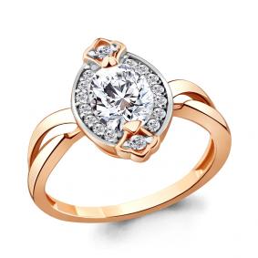 Кольцо из золочёного серебра AQUAMARINE А68543А-п с фианитом А68543А-п фото