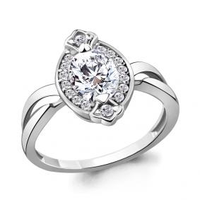 Серебряное кольцо AQUAMARINE А68543А с фианитом А68543А фото