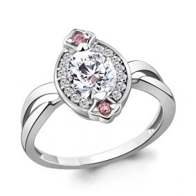 Серебряное кольцо AQUAMARINE А68543АВ с фианитом А68543АВ фото