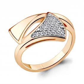 Кольцо из золочёного серебра AQUAMARINE А68555А-пк с фианитом А68555А-пк фото