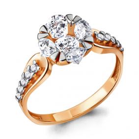 Кольцо из золочёного серебра AQUAMARINE А68582А-пк с фианитом А68582А-пк фото