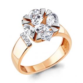 Кольцо из золочёного серебра AQUAMARINE А68584А-пк с фианитом А68584А-пк фото