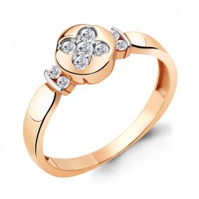 Кольцо из золочёного серебра AQUAMARINE А68588А-п с фианитом А68588А-п фото