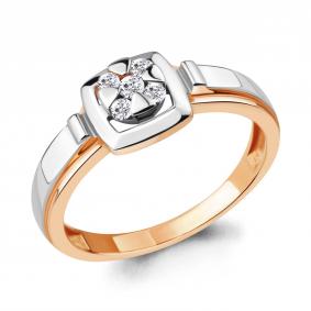 Кольцо из золочёного серебра AQUAMARINE А68614А-пк с фианитом А68614А-пк фото