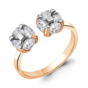 Кольцо из золочёного серебра AQUAMARINE А68624А-пк с фианитом А68624А-пк фото