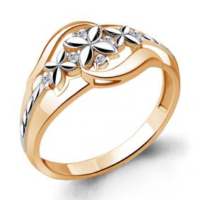 Кольцо из золочёного серебра AQUAMARINE А68639А-пк с фианитом А68639А-пк фото