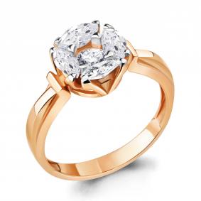 Кольцо из золочёного серебра AQUAMARINE А68651-пк с фианитом А68651-пк фото