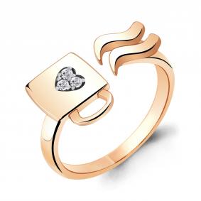 Кольцо из золочёного серебра AQUAMARINE А68673А-п с фианитом А68673А-п фото