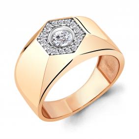 Кольцо из золочёного серебра AQUAMARINE А68703А-пк с фианитом А68703А-пк фото