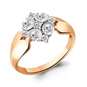 Кольцо из золочёного серебра AQUAMARINE А68712А-пк с фианитом А68712А-пк фото