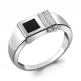 Серебряное кольцо AQUAMARINE А68723АЧ с фианитом А68723АЧ фото