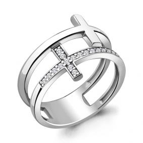 Кольцо из серебра Крест AQUAMARINE с фианитом А68735А А68735А фото