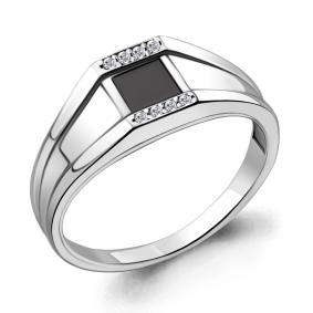 Серебряное кольцо AQUAMARINE А68736АЧ с фианитом А68736АЧ фото