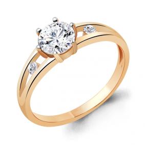 Помолвочное кольцо из золочёного серебра AQUAMARINE с фианитом А68784А-п А68784А-п фото