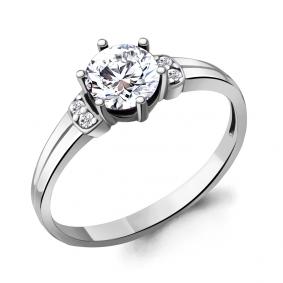 Серебряное кольцо AQUAMARINE А68785А с фианитом А68785А фото