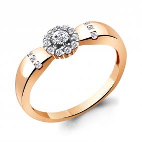 Кольцо из золочёного серебра AQUAMARINE А68811А-п с фианитом А68811А-п фото