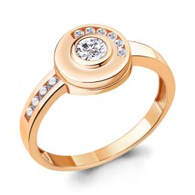 Кольцо из золочёного серебра AQUAMARINE А68825А-п с фианитом А68825А-п фото