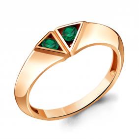 Кольцо из золочёного серебра AQUAMARINE А68829Г-п с гидротермальным изумрудом А68829Г-п фото