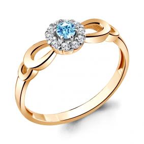 Кольцо из золочёного серебра AQUAMARINE А68843АБ-п с фианитом и шпинелью А68843АБ-п фото