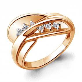 Кольцо из золочёного серебра AQUAMARINE А68854А-п с фианитом А68854А-п фото