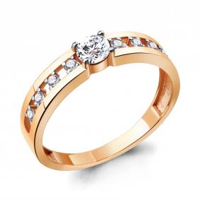 Кольцо из золочёного серебра AQUAMARINE А68857А-п с фианитом А68857А-п фото