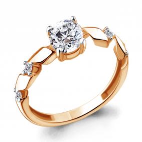 Кольцо из золочёного серебра AQUAMARINE А68866А-п с фианитом А68866А-п фото