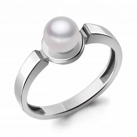 Серебряное кольцо AQUAMARINE А68870 с жемчугом А68870 фото