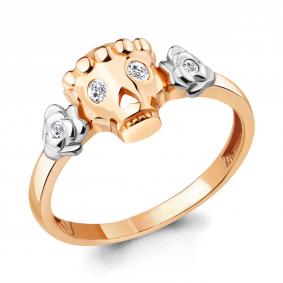 Кольцо из золочёного серебра AQUAMARINE А68901А-пк с фианитом А68901А-пк фото