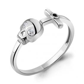 Серебряное кольцо AQUAMARINE А68902АЧ с фианитом и ювелирным кристаллом А68902АЧ фото