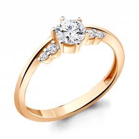 Кольцо из золочёного серебра AQUAMARINE А68908А-п с фианитом А68908А-п фото