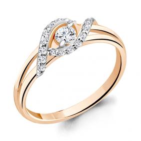 Кольцо из золочёного серебра AQUAMARINE А68921А-пк с фианитом А68921А-пк фото