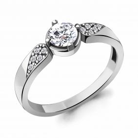 Серебряное кольцо AQUAMARINE А68931А с фианитом А68931А фото