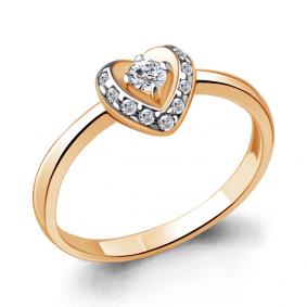 Кольцо из золочёного серебра AQUAMARINE А68934А-пк с фианитом А68934А-пк фото