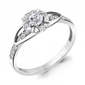 Серебряное кольцо AQUAMARINE А68936А с фианитом А68936А фото