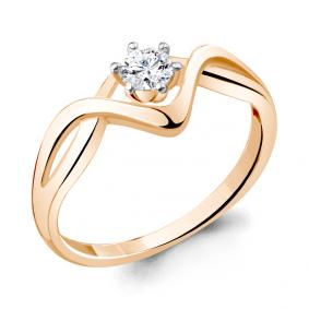 Кольцо из золочёного серебра AQUAMARINE А68942А-п с фианитом А68942А-п фото