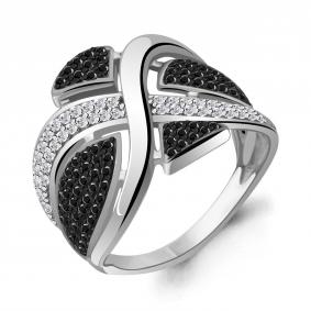 Серебряное кольцо AQUAMARINE А68953АЧ с фианитом и ювелирным кристаллом А68953АЧ фото