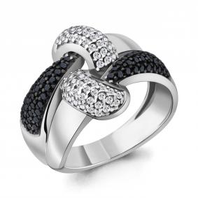 Серебряное кольцо AQUAMARINE А68958АЧ с фианитом и ювелирным кристаллом А68958АЧ фото