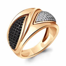 Кольцо из золочёного серебра AQUAMARINE А68959АЧ-п с фианитом и ювелирным кристаллом А68959АЧ-п фото