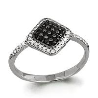 Серебряное кольцо AQUAMARINE А68961АЧ с фианитом и ювелирным кристаллом А68961АЧ фото