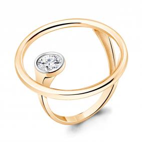 Кольцо из золочёного серебра AQUAMARINE А68966А-пк с фианитом А68966А-пк фото