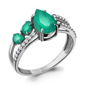 Серебряное кольцо AQUAMARINE А6900309А с фианитом и агатом А6900309А фото