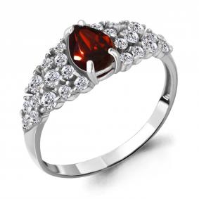 Серебряное кольцо AQUAMARINE А6900503А с фианитом и гранатом А6900503А фото