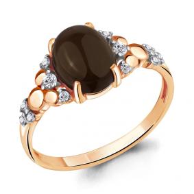 Кольцо из золочёного серебра AQUAMARINE А6900701А-п с фианитом и кварцем А6900701А-п фото