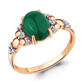 Кольцо из золочёного серебра AQUAMARINE А6900709А-п с фианитом и агатом А6900709А-п фото