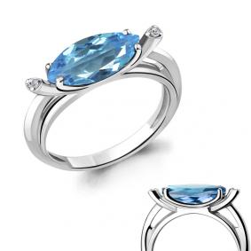 Серебряное кольцо AQUAMARINE А6900892А с топазом и фианитом А6900892А фото